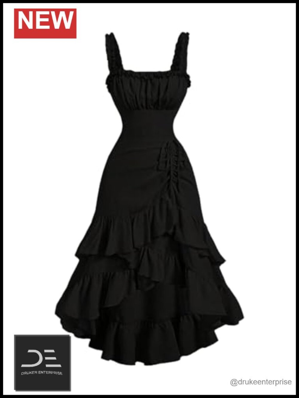 SOLY HUX Women's Long Asymmetrical Ruffle Hem Ruched Dress